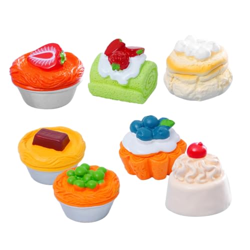 BESTonZON 7st Miniaturdesserts Bäckerei Spielzeug Puppenhaus-Miniatur-Essen Miniaturlebensmittel Realistisch Simulierter Kuchen Simuliertes Lebensmittel-Kuchen-Dessert-Modell Prop Essen Harz von BESTonZON