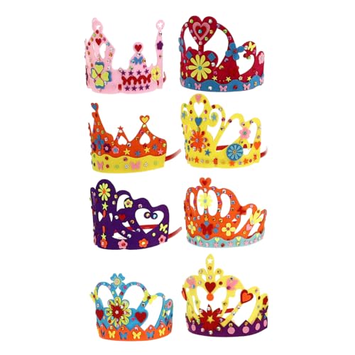 BESTonZON 8 Stück DIY Filzkrone Bastelset Krone zum Selbermachen Handgemachte Kopfbedeckung Party Zubehör für Mädchen Geburtstag Kreativität Kindergarten Vorschule BESTonZON 8 Stück DIY Filzkrone Bastelset Krone zum Selbermachen Handgemachte Kopfbedeckung Party Zubehör für Mädchen Geburtstag Kreativität Kindergarten Vorschule von BESTonZON