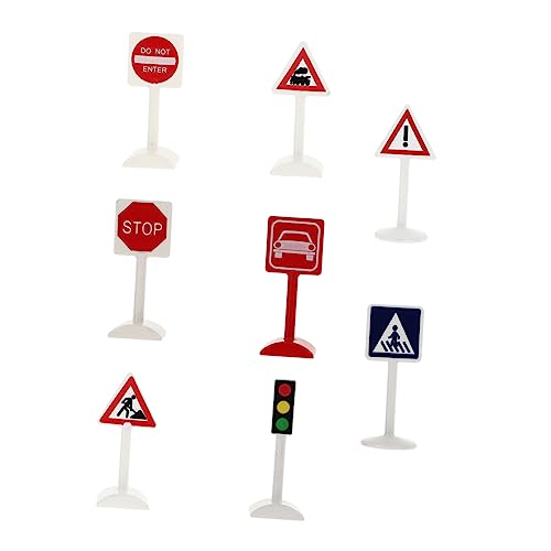 BESTonZON 8 Stück Verkehrszeichen Ornamente Simulation Straßenschild Mini Dekor Kinder Dekor Miniaturen Kinder Verkehrsmodell Sandtisch Dekor Spielzeug Verkehrsschilder von BESTonZON