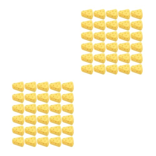 BESTonZON 80 Stück Miniatur-Lebensmittelkäse Mini-Kunstkäse-Miniaturen Für Die Küche Lebensmittelkäse Käsesimulation Dreieckige Käsekuchen-Lebensmittelfiguren Für Mini- -Küchendekoration von BESTonZON