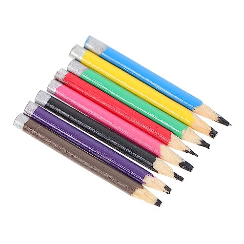 BESTonZON 8St Mini Bleistift Dekorationsbleistift Deckel liefert Dekoration Schwammkissen Korb zappeln Mini zubehör Miniature Pencil Mini-Hausversorgung Bunte Bleistiftmodelle hölzern Black von BESTonZON