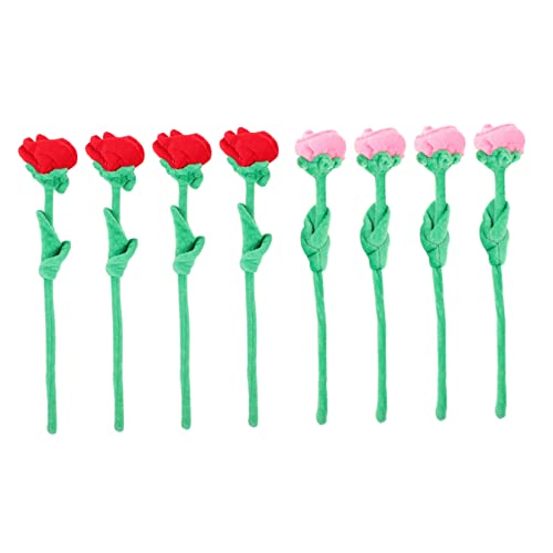 BESTonZON 8St Plüschrose Plüsch-Rosenblume künstliche Girlande Burgund hochzeitsdeko Wedding Decoration bastelset gastgeschenke Hochzeit Geschmeidiges Plüsch-Rosendekor Hochzeit Blumendekor von BESTonZON