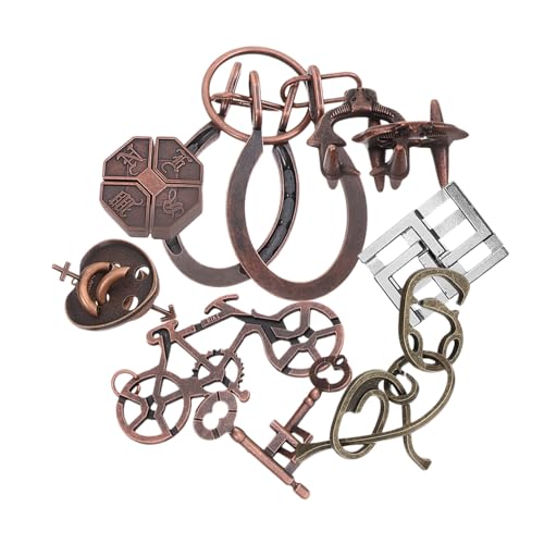 BESTonZON 9 Stück Teiliges Metall Teaser Puzzle Intelligentes Luban Lock für Denkspiele Stressabbau und Fidgeting für Partys und Familienspiele BESTonZON 9 Stück Teiliges Metall Teaser Puzzle Intelligentes Luban Lock für Denkspiele Stressabbau und Fidgeting für Partys und Familienspiele von BESTonZON