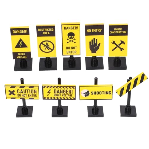 BESTonZON 9St Warnschild- DIY Bauklötze Warnschilder Set Zubehör Bauklötze für Autoduft-Schwimmer Mini-Perlen Mini-Straßenparkschilder Mini-Straßenschild Abs von BESTonZON