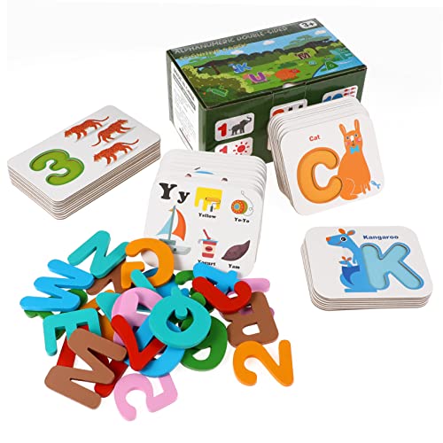 BESTonZON Alphabet-Karten Rechtschreibkarte für Zahlenkarten Alphabet-Spiel pädagogische alphabetkarten Alphabet-Timer-Spiel Anerkennungskarten Kit zur Rechtschreiberziehung hölzern von BESTonZON