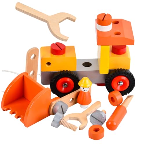 BESTonZON Bagger LKW-Spielzeug für Kinder Bauwagen Kinder-Muldenkipper-Spielzeug kinderspielzeug Kinder Spielzeug Zusammengebautes Spielzeug aus Holz Demontage- und Montagespielzeug hölzern von BESTonZON