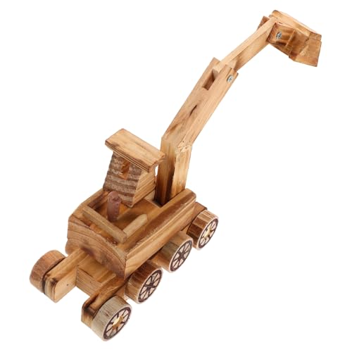 BESTonZON Baggerspielzeug Aus Holz Lustiges Baufahrzeug Spielzeug Für Autotechnik Kleines Spielzeug Kleines Baggerspielzeug Bagger-spielzeugmodell Bewegliches Automodell Autospielzeug Khaki von BESTonZON