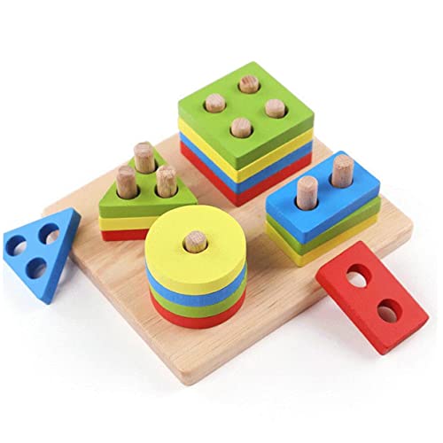 BESTonZON Bauklötze Set Geometrische Formen Puzzle Für Konstruktionsspielzeug Zur Der Kreativität Und Motorik Zufällige Farben Ideales Lernspielzeug Für Kleinkinder von BESTonZON