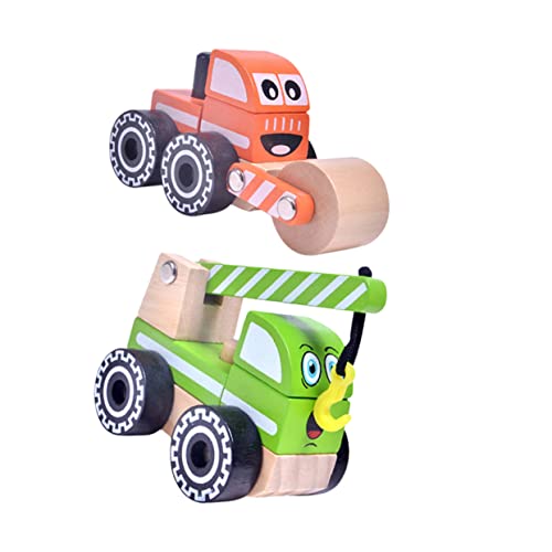 BESTonZON Bauwagen puppenwagen kinderzimmerdeko lernspielzeug einsatzfahrzeuge Spielzeug holzspielzeug Toy car Engineering-LKW Konstruktionsspielzeug Kognitives Spielzeug für Kinder Bambus von BESTonZON