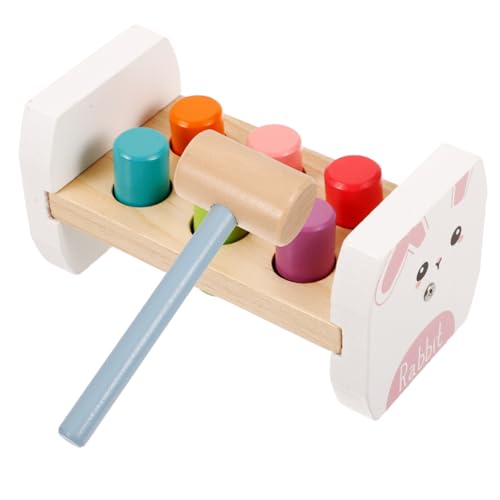 BESTonZON Beat-Tabelle Bausteine ​​für Kleinkinder Kinderspielzeug Babybausteine Musikalisches Stampfspielzeug Kinder Tylonal Hammer Peg Spielzeug Babyspielzeug Hammer Bank Spielzeug Bambus von BESTonZON