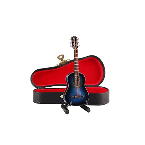 BESTonZON Blaue Miniatur Gitarre Aus Mit Ständer Und Klassisches Musikinstrument Für Dekoration Kunsthandwerk Und Perfektes Abschlussgeschenk Für Musikliebhaber von BESTonZON