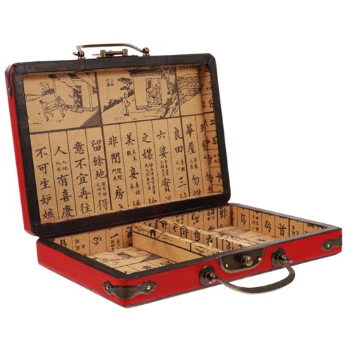 BESTonZON Box Mahjong Box Box Mahjong Fliesenhalter Mahjong Kleiner Mahjong Halter Mahjong Mahjong Hüllen Retro Mahjong Koffer Mahjong Kleines Mahjong Spiel Rotes Holz von BESTonZON