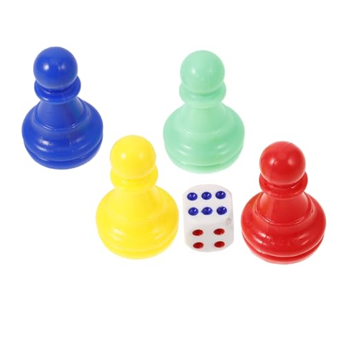 BESTonZON Brettspiel-Schachspiel Brettspielmarken Spiel Würfel Bauern im Spiel Würfel für das Klassenzimmer Farbspiel Faltbrett Schachfiguren Zubehör für Brettspiele Spielfiguren Plastik von BESTonZON