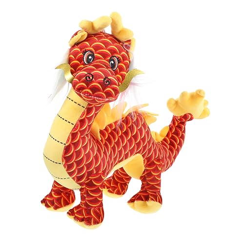 BESTonZON Chinesisches Drachenspielzeug Chinesische Tierkreiszeichen-drachenpuppe Ausgestopfte Drachenpuppe Kuscheltiere Drachenspielzeug Im Chinesischen Stil Drachen-wurfskissen Rot Plüsch von BESTonZON