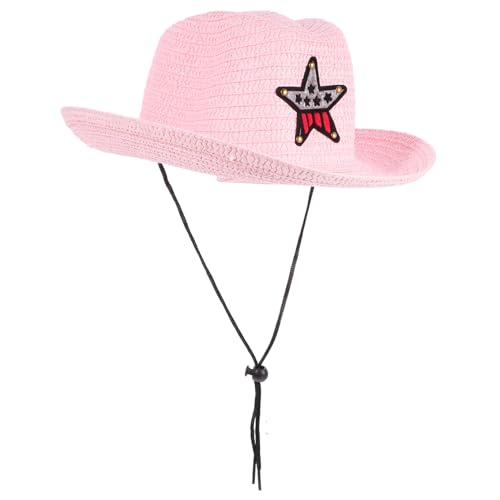 BESTonZON Cowboyhut für Kinder Tea-Party-Hüte 1. Geburtstagsmütze Dekorativer Hut Strandhut kindermütze kinder kappe kinder hut Sonnenhut am Strand Partygeschenke zum Thema Strand Stroh Rosa von BESTonZON