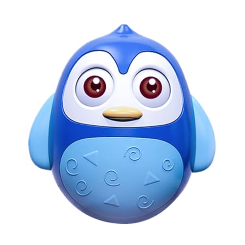 BESTonZON Die Glocke Rütteln Tierspielzeug Mini-Becher Kleinkindspielzeug Wackelnder Pinguin Rasseln Spielset Für Kleinkinder Tier-Tumbler-Spielzeug Trommelpuppe Blue Plastik von BESTonZON