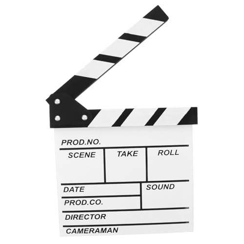 BESTonZON Direktor Board Filmklapper Filmschindel Vorstand Direktoren Schindel größere Szenenklappe Holzklappe Filmklappe Holz Filmklappen-Set Filmbanner Theaterausrüstung hölzern Weiß von BESTonZON