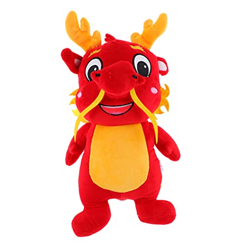 BESTonZON Drachen Plüschtier Drachen-Maskottchen-Puppe Kinderspielzeug Drachenkissen Plüsch Drachen Kuscheltier wohnzimmerdeko Jahresdrache Stofftier Kinder Stofftier PP Baumwolle rot von BESTonZON