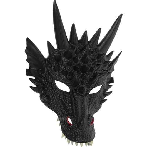 BESTonZON Drachenmaske halloween hallowen masks dragon mask Maskiert masken Drachenkostüm für Erwachsene Schlangenkostüm lustige Kopfmaske Gesicht Kindermaske Drachen-Cosplay-Maske Pu Black von BESTonZON