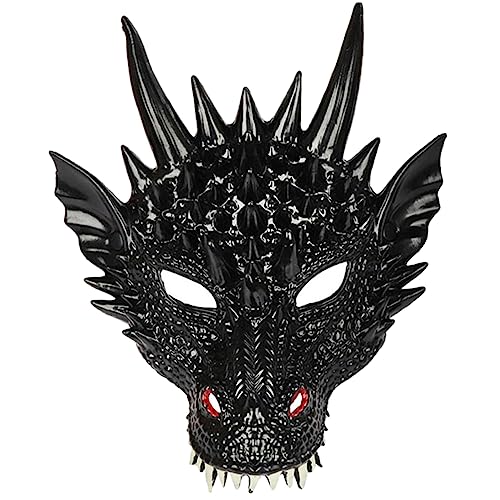 BESTonZON Drachenmaske halloween masken halloweenmaske karnevalsmaske faschingsmasken tiermasken Drachenkostüm Maskerade-Drachen-Gesichtsmaske Karnevals-Drachen-Gesichtsmaske Pu Black von BESTonZON