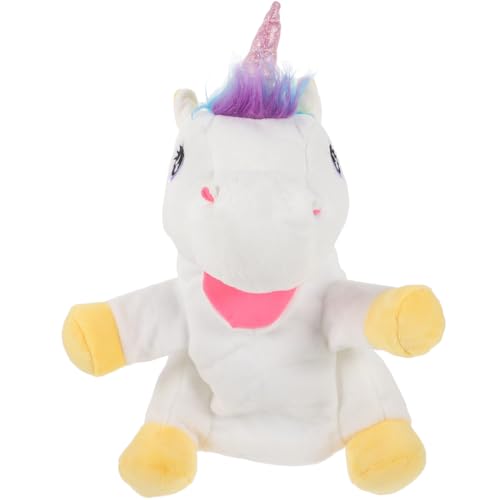 BESTonZON Einhorn Handpuppe Plüsch Handpuppe Einhorn-puppenspielzeug Handpuppen Einhorn Spielzeug Tierisches Handspielzeug Plüschpuppenspielzeug Kinderhandspielzeug Pp Baumwolle Weiß von BESTonZON