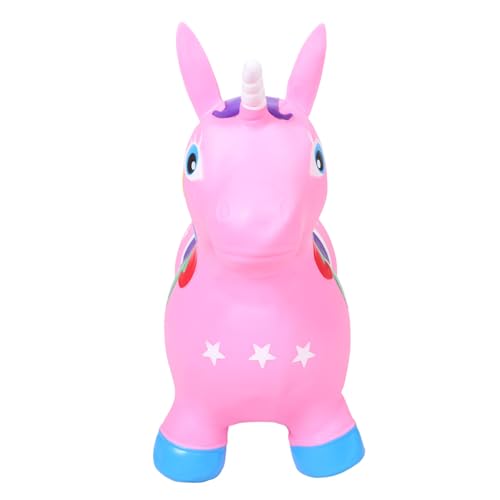 BESTonZON Einhorn aufblasbares Geburtstagsgeschenk für aufblasbares Hüpftier Einhorn-Hüpfspielzeug Kindergeburtstag gastgeschenke für Pferde PVC Rosa von BESTonZON