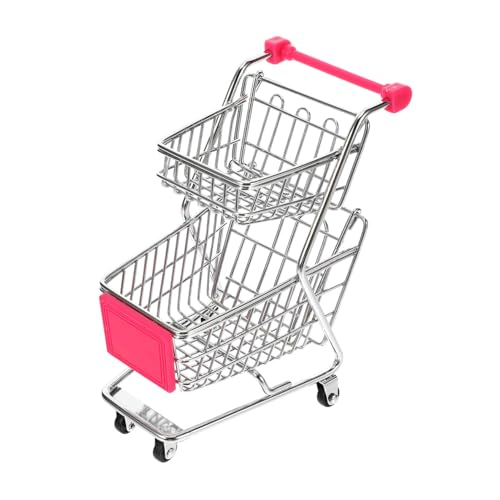 BESTonZON Kinder Einkaufskorb Mini Einkaufswagen Für Doppelstöckiger Handwagen Für Kaufladen Und Spielwaren Praktischer Kleiner Einkaufswagen Für Fantasievolles Und Aufbewahrung Shopping Cart von BESTonZON