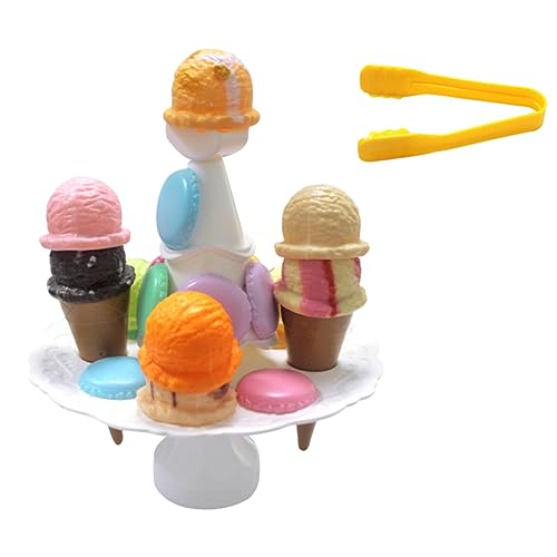 BESTonZON Eiscreme Stapelturm Für Kreatives Rollenspiel Mit Bunten Eiscreme Kugeln Stapelspielzeug Für Fantasievolles Lernspielzeug Für Jungen Und ädchen Ab 3 Jahren von BESTonZON