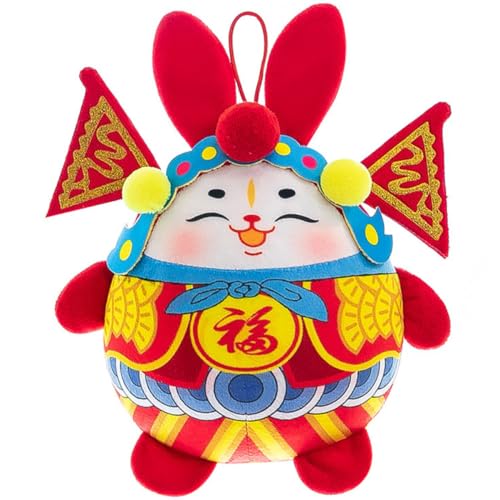 BESTonZON Fu Rabbit Plüsch Tier Hasen anhänger hasenpuppe New Year Plüsch-Kaninchen-Puppe Kaninchen Stofftier Spielzeug deko Hasen Stofftiere Kaninchen-Puppen-Anhänger PP Baumwolle rot von BESTonZON