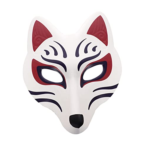 BESTonZON Fuchs Maske halloween masken halloweenmaske Comfortable mask Cosplay mask Decorative mask Partymaske Halloween-Masken für Erwachsene kitsune Cosplay-Maske Tiermasken Eva Weiß von BESTonZON