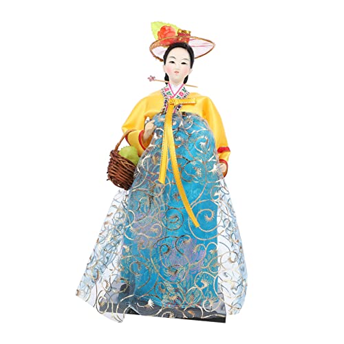 BESTonZON Handgefertigte Puppe Japanischer Kimono Hanbok-Puppen Zum Sammeln Asiatische Dekorationen Sammlerpuppen Traditionelle Hanbok-Puppen Schönheits-Hanbok-Puppen Mädchenpuppen Yellow von BESTonZON