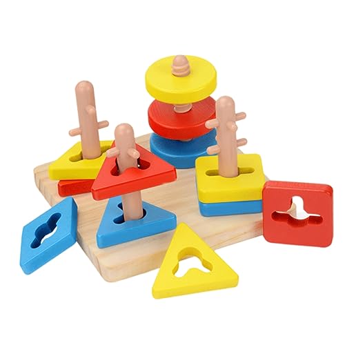 BESTonZON Holzpuzzle Set Für 4 Teiliges Geometrie Matching Aus Interaktive Lernspielzeuge Für Kleinkinder Pädagogische Bauklötze Für Frühkindliche Entwicklung Ideales Für von BESTonZON