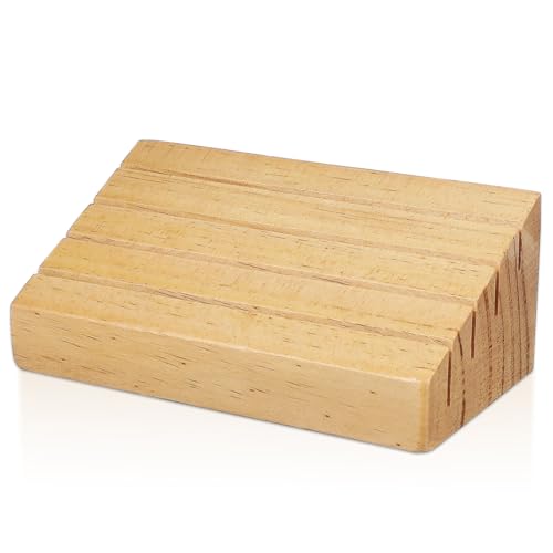 BESTonZON Holzsockel Holzkartenhalter Kartenhalter Holz Rustikaler Kartenhalter spielkartenhalter Holz Kartenhalter Schräge Spielkarten Stehen Kartendeckhalter Kartenfach Kiefernholz Brown von BESTonZON