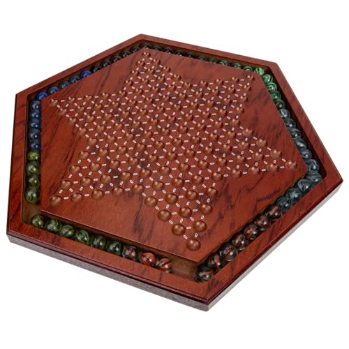 BESTonZON Holzspiel Chinese Checkers Spielbrett Naturholz Familienspiel Intelligenzfördernd Logiktraining mit Robusten Glasmurmeln für Freizeit und Gemeinschaftsspiel BESTonZON Holzspiel Chinese Checkers Spielbrett Naturholz Familienspiel Intelligenzfördernd Logiktraining mit Robusten Glasmurmeln für Freizeit und Gemeinschaftsspiel von BESTonZON