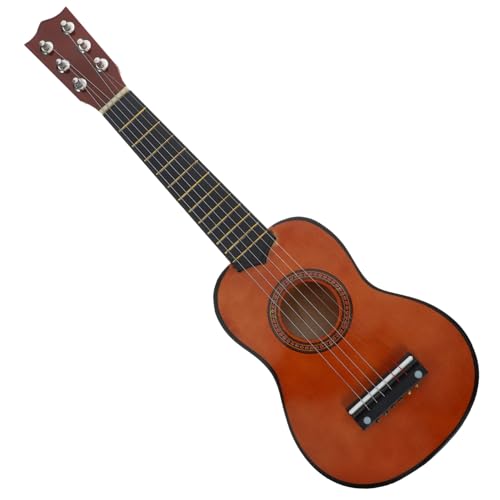 BESTonZON Holzspielzeug Gitarre Musikalisches Lerninstrument Für Anfänger Ideales Für Kleine Musiker Kaffeefarbene Holzgitarre Für Frühe Musikalische Bildung von BESTonZON