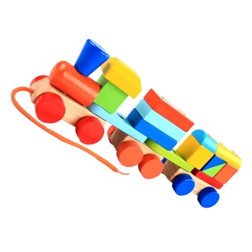 BESTonZON Holzspielzeug Nachziehzug Für Kleinkinder Bunte Bausteine Lernspielzeug Fördert Die Motorischen Fähigkeiten Ideal Als Für Babys Und Kleinkinder von BESTonZON