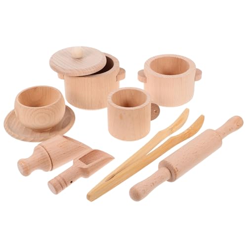 BESTonZON Holzspielzeug Teeservice Set Für 1 Set Aus Inklusive Tassen Und Tellern Ideal Für Rollenspiele Und Teeparty Geeignet Für ädchen Und Kleinkinder Pädagogisches von BESTonZON