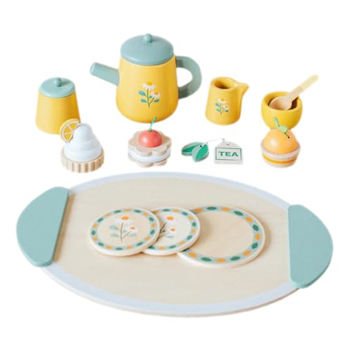 BESTonZON Holzspielzeug Teeset Für 1 Set Mit Tassen Und Zubehör Ideal Für Rollenspiele Und Teeparty Pädagogisches Für Kleinkinder Ab 3 Jahren von BESTonZON