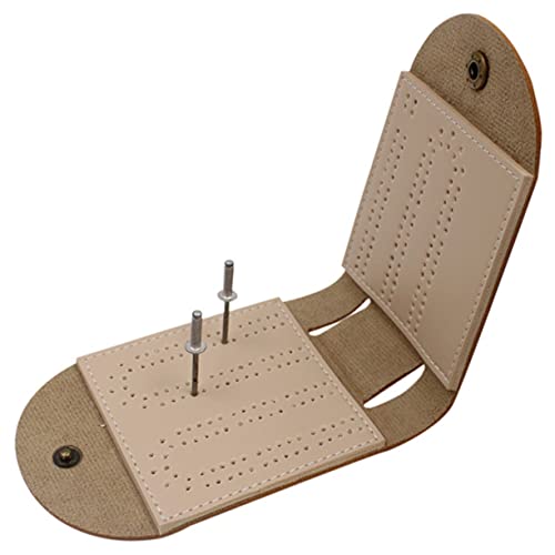 BESTonZON Jagdtasche Aus Leder Planke Bausatz Krippenklammern Einzigartig Reise-Cribbage-Board Reisekritik Süßes Stationäres Tabletts Zur Dekoration Bretter Light Brown Zweifarbiges Pu-Leder von BESTonZON