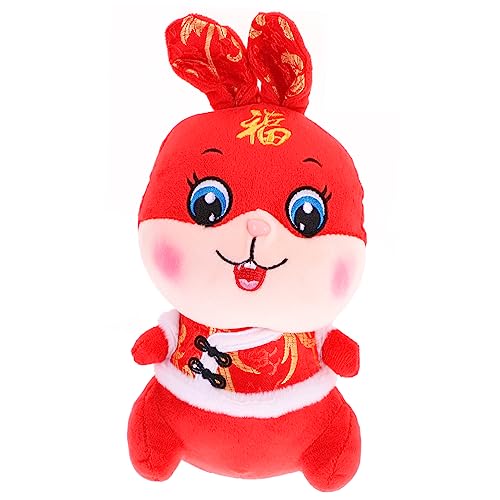 BESTonZON Kaninchen Plüschtier Hase Tiere Mädchen Puppe Brötchen Kaninchen Stofftier Chinesisches Neujahrsgeschenk Ausgestopftes Kaninchen Pp Baumwolle von BESTonZON