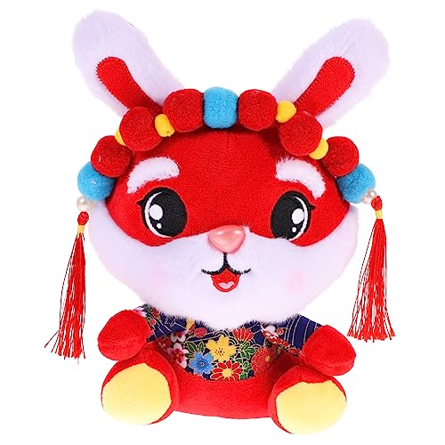 BESTonZON Kaninchen Plüschtier Tiere Kleinkinder Figur Hase Puppe Ausgestopftes Kaninchen Chinesisches Neujahrsgeschenk Kaninchen Stofftier Flanell von BESTonZON