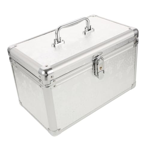 BESTonZON Kasten magische handgepäckkoffer handgepackkoffer werkzeugorganizer Transportkoffer werkzeugkästen Werkzeug-Organizer Werkzeugkoffer mit Metallgriff MDF Silver von BESTonZON