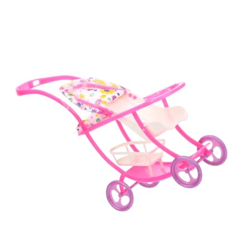 BESTonZON Kinderwagen Mini-Puppen Zubehör Für Babypuppen Babyauto Für Neugeborene Babyspielzeug Puppenzubehör Puppenwagen Für Kleinkinder Puppenwagen Rosa Stoff von BESTonZON