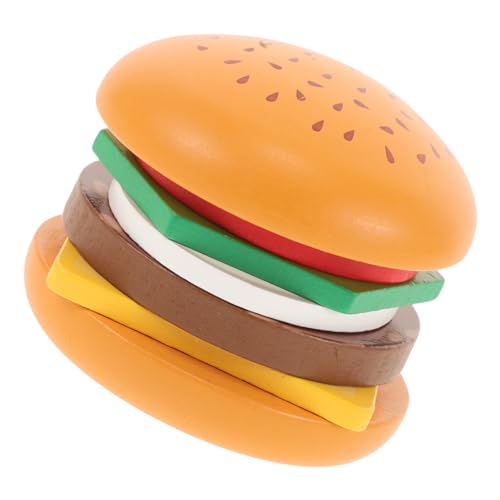 BESTonZON Kleinkind Pretend Play Food Set Holz Stapeln Und Passende Spielzeug Burger Form Spaß Küche Spielset Kinder Stapeln Spielzeug Versorgung von BESTonZON