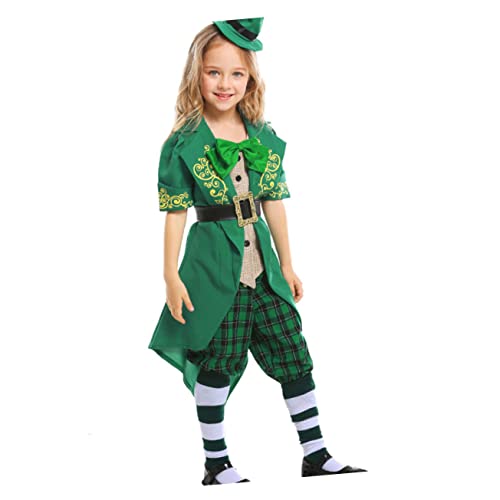 BESTonZON Kobold Kostüm St. Patrick's Day-Outfit St Patrick's Day Kleidung St Patrick's Day Anzug für ausgefallene Klamotten ausstatten Kobold Hut Hosenanzug Green von BESTonZON