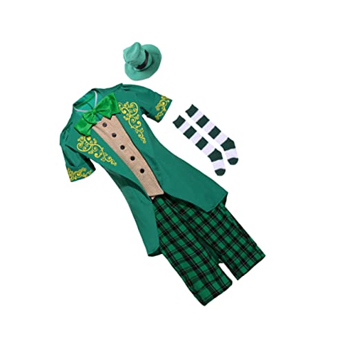 BESTonZON Kobold Kostüm karnevalskleidung für faschingkostüme für St Patrick's Day Kinderkleidung St. Patrick's Day-Outfit st. Patricks Kostüm Kobold Hut Hosenanzug Green von BESTonZON