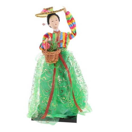 BESTonZON Koreanische Seidenpuppe Kimono-Figur Koreanische Hanbok-Puppen Kimono-Statue Japanische Kabuki-Puppen Koreanische Mädchendekoration Koreanische Kleiderfigur Kabuki-Figur Seidentuch von BESTonZON