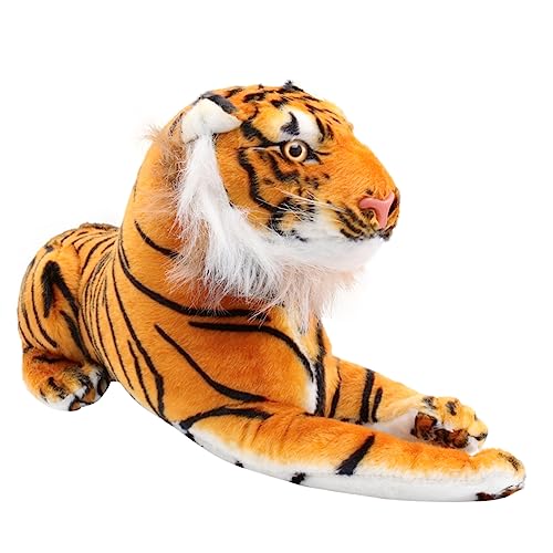 BESTonZON Kuscheltierpuppe Simulation Tiger Kreative Spielzeugdekoration Für Das Wohnzimmer Zu Hause Schlafzimmer (orange Tiger, 50 cm) von BESTonZON