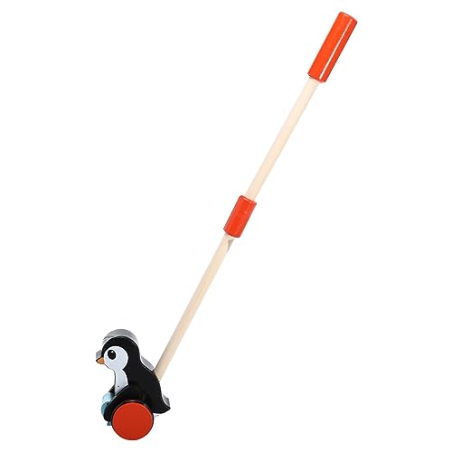 BESTonZON Lauflernhilfe Spielzeug Mitnehmen Spielzeugauto Wanderer Schieben Spielzeugwagen Push-and-Pull-lernwagen Pinguin-Spielzeug Gehhilfe Vom Sitzen Zum Stehen Hölzern Black von BESTonZON