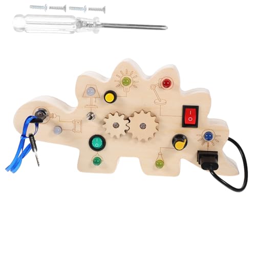 BESTonZON Led-Busy-Board Kinderspielzeug Beschäftigt Bord Spielzeug Mit Knöpfen Zum Drücken Besetztes Brett Für Kleinkinder Kinder Lernen Spielzeug Sensorische Tafel Holz von BESTonZON